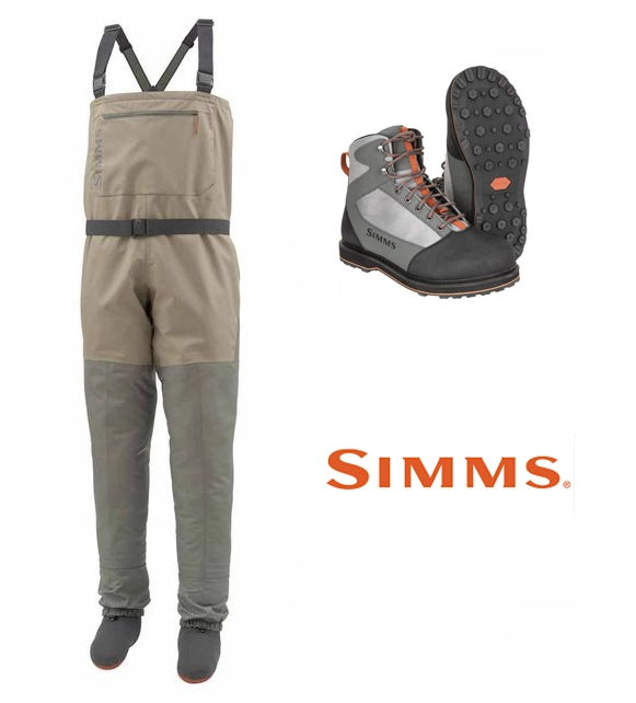 Simms Tributary Wader Set With Rubber Sole Striker Grey Boots 1 Simms Tributary Wader Set With Rubber Sole Striker Grey Boots